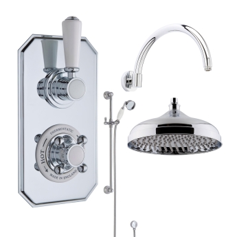 Delphi Windsor Chrome Dual Concealed Shower Set with Large Drencher Head and Slide Rail Kit | Product Image