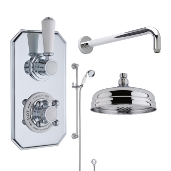 Delphi Windsor Chrome Dual Concealed Shower Set with Fixed Head and Slide Rail Kit | Product Image