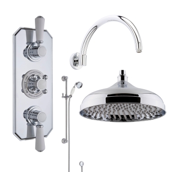 Delphi Windsor Chrome Triple Concealed Shower Set with Large Drencher Head and Slide Rail Kit | Product Image