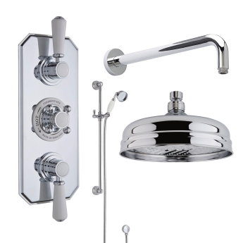 Delphi Windsor Chrome Triple Concealed Shower Set with Fixed Head and Slide Rail Kit | Product Image