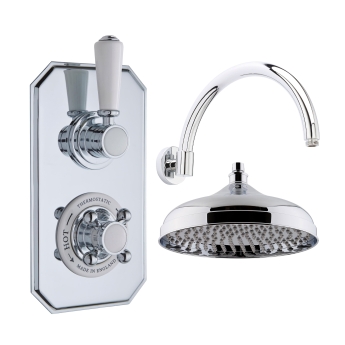 Delphi Windsor Chrome Dual Concealed Shower Set with Large Drencher Head | Product Image