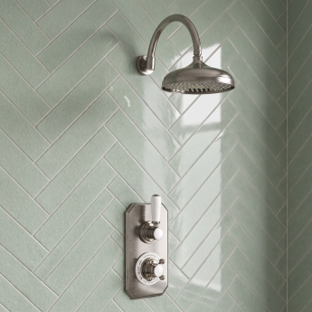 Delphi Windsor Brushed Pewter Dual Concealed Shower Set with Large Drencher Head | Product Image