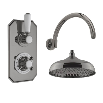 Delphi Windsor Brushed Pewter Dual Concealed Shower Set with Large Drencher Head | Product Image