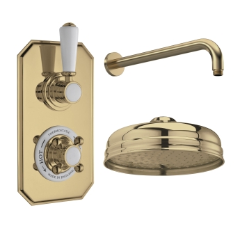 Delphi Windsor Brushed Brass Dual Concealed Shower Set with Fixed Head | Product Image