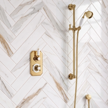 Delphi Windsor Brushed Brass Dual Concealed Shower Set with Slide Rail Kit | Product Image
