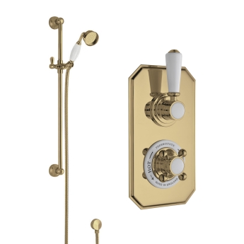 Delphi Windsor Brushed Brass Dual Concealed Shower Set with Slide Rail Kit | Product Image
