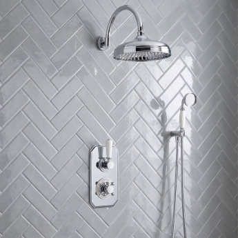 Delphi Windsor Chrome Dual Concealed Shower Set with Large Drencher Head and Handset | Product Image