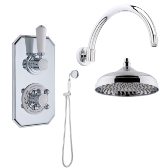 Delphi Windsor Chrome Dual Concealed Shower Set with Large Drencher Head and Handset | Product Image
