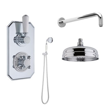 Delphi Windsor Chrome Dual Concealed Shower Set with Fixed Head and Handset | Product Image
