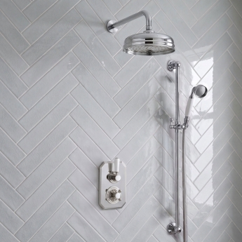 Delphi Windsor Chrome Dual Concealed Shower Set with Fixed Head and Slide Rail Kit | Product Image