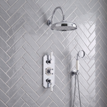Delphi Windsor Chrome Triple Concealed Shower Set with Large Drencher Head and Handset | Product Image