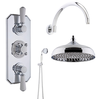 Delphi Windsor Chrome Triple Concealed Shower Set with Large Drencher Head and Handset | Product Image