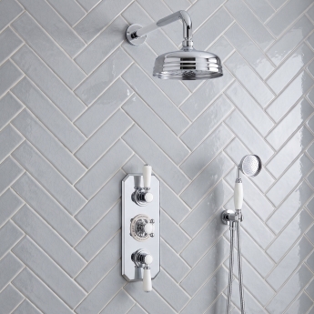 Delphi Windsor Chrome Triple Concealed Shower Set with Fixed Head and Handset | Product Image