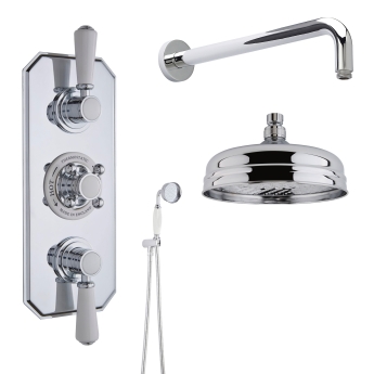 Delphi Windsor Chrome Triple Concealed Shower Set with Fixed Head and Handset | Product Image