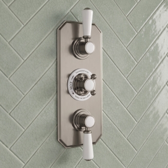 Delphi Windsor Brushed Pewter 2-Outlet Triple Concealed Shower Valve | Product Image