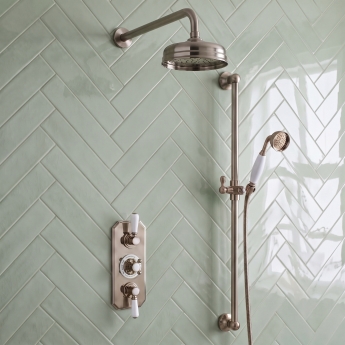 Delphi Windsor Brushed Pewter Triple Concealed Shower Set with Fixed Head and Slide Rail Kit | Product Image