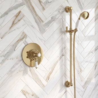 Delphi Windsor Brushed Brass Dual Concentric Concealed Shower Set with Slide Rail Kit | Product Image