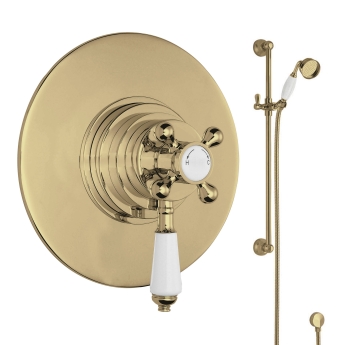 Delphi Windsor Brushed Brass Dual Concentric Concealed Shower Set with Slide Rail Kit | Product Image