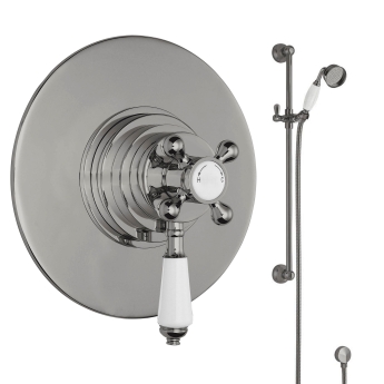Delphi Windsor Brushed Pewter Dual Concentric Concealed Shower Set with Slide Rail Kit | Product Image