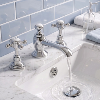 Delphi Windsor Crosshead Chrome 3-Hole Basin Mixer Tap (inc Pop-Up Waste) | Product Image