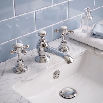Delphi Windsor Crosshead Chrome 3-Hole Basin Mixer Tap (inc Pop-Up Waste) | Product Image