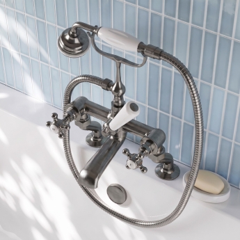 Delphi Windsor Crosshead Brushed Pewter Bath Shower Mixer Tap (inc Kit) | Product Image