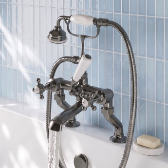Delphi Windsor Crosshead Brushed Pewter Bath Shower Mixer Tap (inc Kit) | Product Image