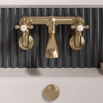 Delphi Windsor Crosshead Brushed Brass Wall Mounted Bath Filler Tap | Product Image