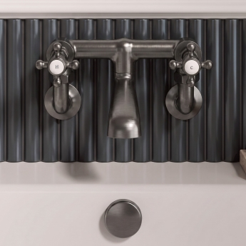 Delphi Windsor Crosshead Brushed Pewter Wall Mounted Bath Filler Tap | Product Image