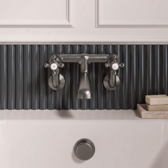 Delphi Windsor Crosshead Brushed Pewter Wall Mounted Bath Filler Tap | Product Image