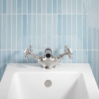 Delphi Windsor Crosshead Chrome Bidet Mixer Tap (inc Waste) | Product Image