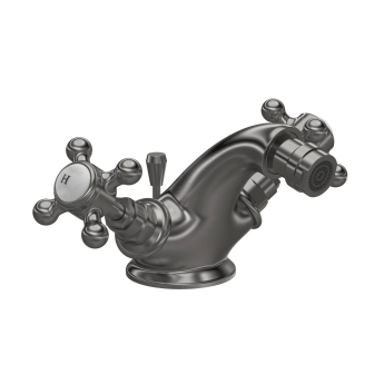 Delphi Windsor Crosshead Brushed Pewter Bidet Mixer Tap (inc Waste) | Product Image