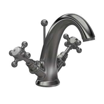 Delphi Windsor Crosshead Brushed Pewter Mono Basin Mixer Tap (inc Pop-Up Waste) | Product Image