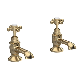 Delphi Windsor Crosshead Brushed Brass Bath Hot and Cold Taps Pair | Product Image