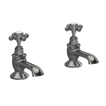Delphi Windsor Crosshead Brushed Pewter Bath Hot and Cold Taps Pair | Product Image