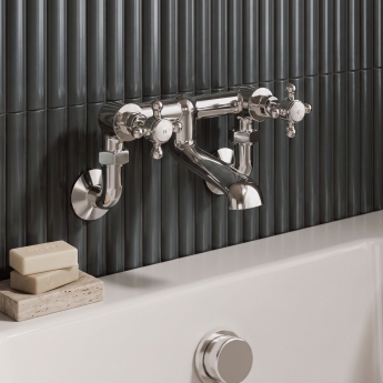 Delphi Windsor Crosshead Chrome Wall Mounted Bath Filler Tap | Product Image
