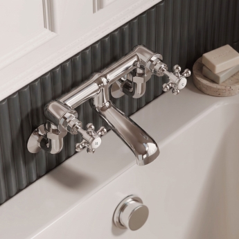 Delphi Windsor Crosshead Chrome Wall Mounted Bath Filler Tap | Product Image