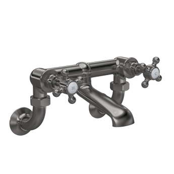 Delphi Windsor Crosshead Brushed Pewter Wall Mounted Bath Filler Tap | Product Image