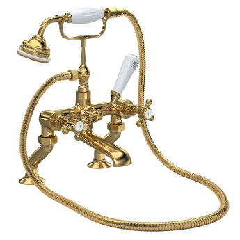 Delphi Windsor Crosshead Brushed Brass Bath Shower Mixer Tap (inc Kit) | Product Image