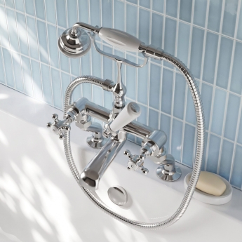 Delphi Windsor Crosshead Chrome Bath Shower Mixer Tap Pillar Mounted | Product Image