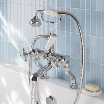 Delphi Windsor Crosshead Chrome Bath Shower Mixer Tap Pillar Mounted | Product Image