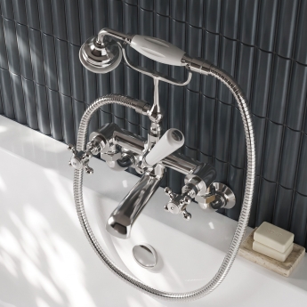 Delphi Windsor Crosshead Chrome Wall Mounted Bath Shower Mixer Tap | Product Image