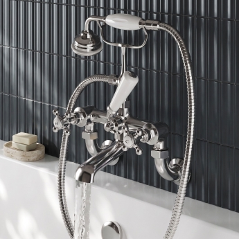 Delphi Windsor Crosshead Chrome Wall Mounted Bath Shower Mixer Tap | Product Image