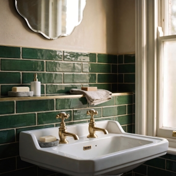 Delphi Windsor Crosshead Brushed Brass Basin Taps Pair | Product Image