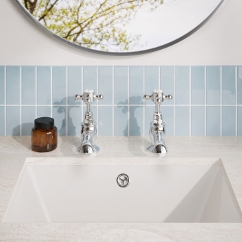 Delphi Windsor Crosshead Chrome Basin Hot and Cold Taps Pair | Product Image