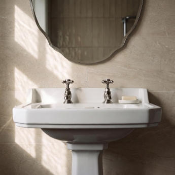 Delphi Windsor Crosshead Brushed Pewter Basin Hot and Cold Taps Pair | Product Image