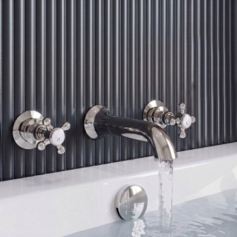 Delphi Windsor Crosshead Chrome 3-Hole Wall Mounted Bath Filler Tap | Product Image