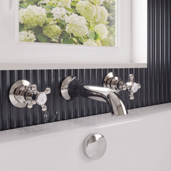 Delphi Windsor Crosshead Chrome 3-Hole Wall Mounted Bath Filler Tap | Product Image
