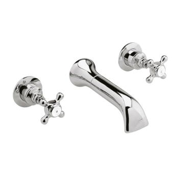 Delphi Windsor Crosshead Chrome 3-Hole Wall Mounted Bath Filler Tap | Product Image