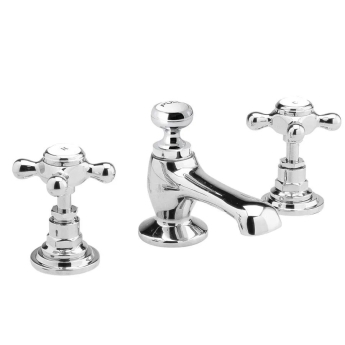 Delphi Windsor Crosshead Chrome 3-Hole Basin Mixer Tap (inc Pop-Up Waste) | Product Image
